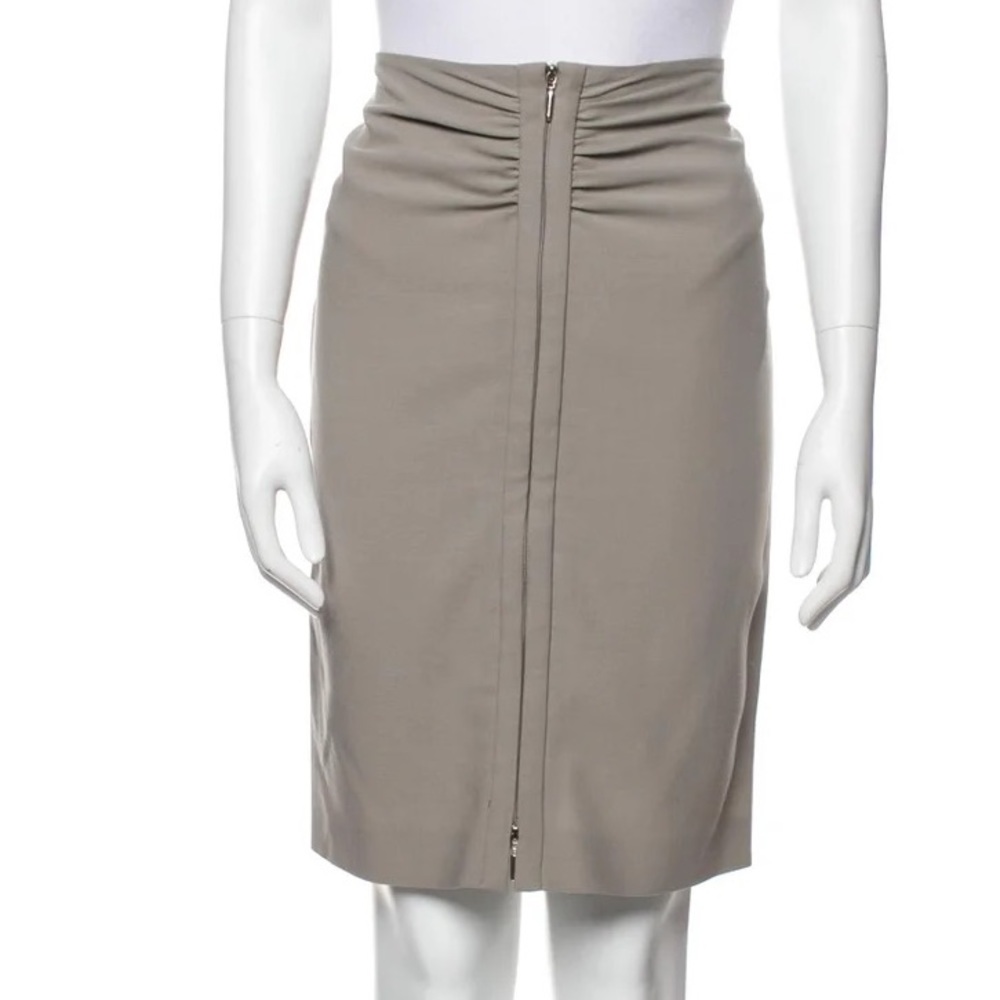 Emporio Armani Wool ruched pencil Skirt zipped front‎ knee length Made in Italy